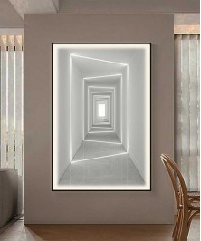 Black Frame 80*120 Cm White 3D Effect Crytsall Porsalein Painting With Led Light